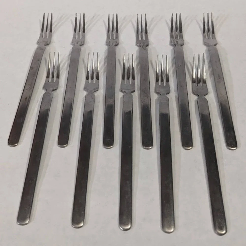 Vintage Knobler Stainless Steel Cocktail Forks Set of 11 MCM Japan Silverware 6